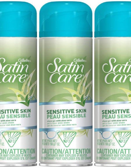 Gillette Satin Care Shave Gel Sensitive Skin (7 oz, Pack of 3)