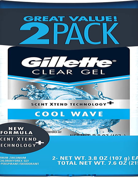 Gillette Cool Wave Clear Gel Deodorant (3.8 oz, Pack of 2)
