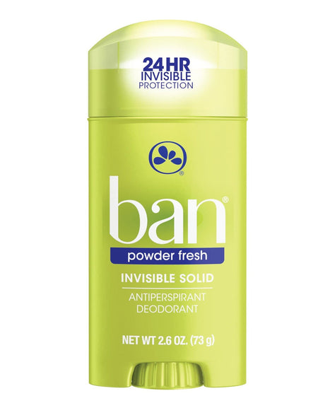 Ban Invisible Solid Deodorant Powder Fresh (2.6 oz, 4 Pack)