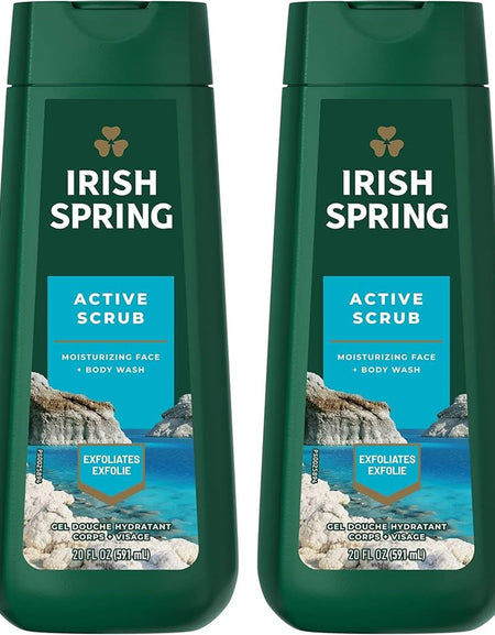 Irish Spring Body Wash Active Scrub (20 oz, 2 Pack)