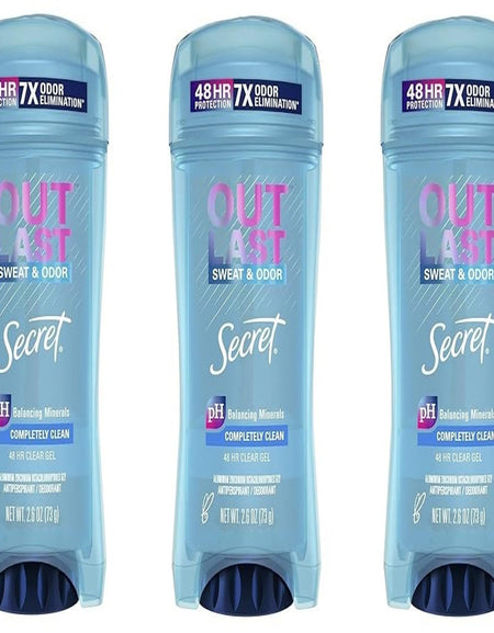 Secret Outlast Clear Gel Deodorant Completely Clean (2.6 oz, 3 Pack)
