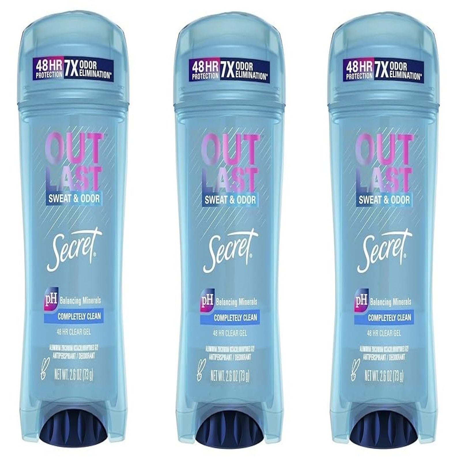Secret Outlast Clear Gel Deodorant Completely Clean (2.6 oz, 3 Pack)