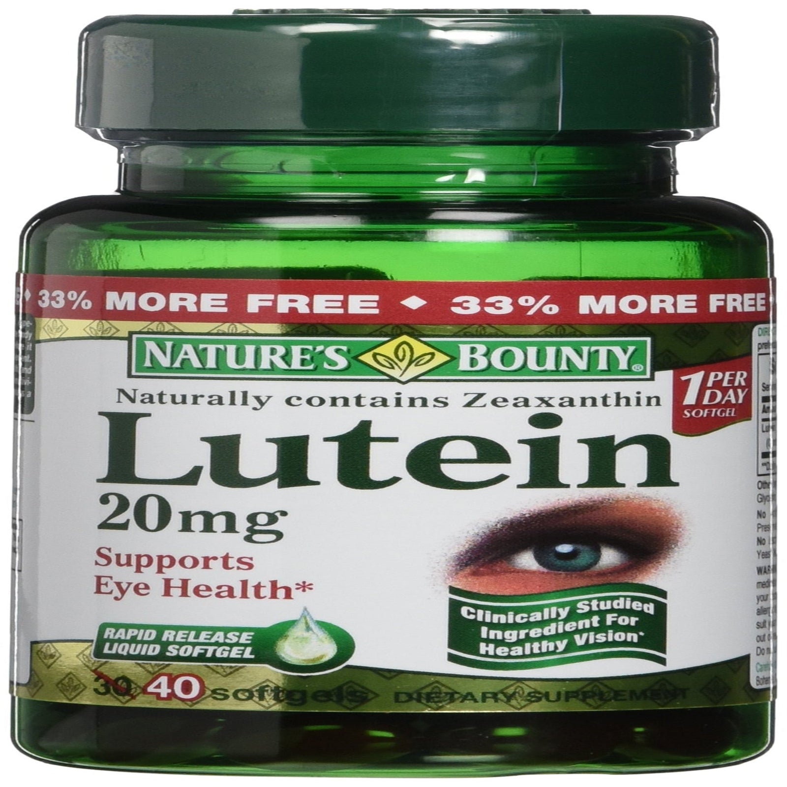 Nature’s Bounty Lutein 20mg (40 Softgels, 4 Pack)