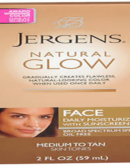 Jergens Natural Glow Facial Moisturizer Medium to Tan SPF (2 oz, 2 Pack)