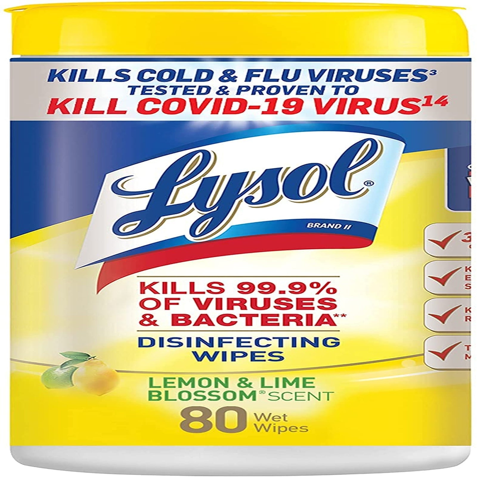 Lysol Disinfecting Wipes Lemon (80 ct, 2 Pack)