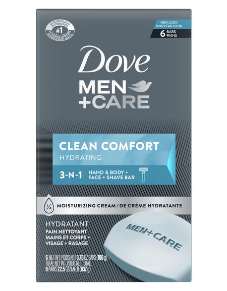 Dove Men+Care Bar Soap Clean Comfort (3.75 oz, 6 Bars)