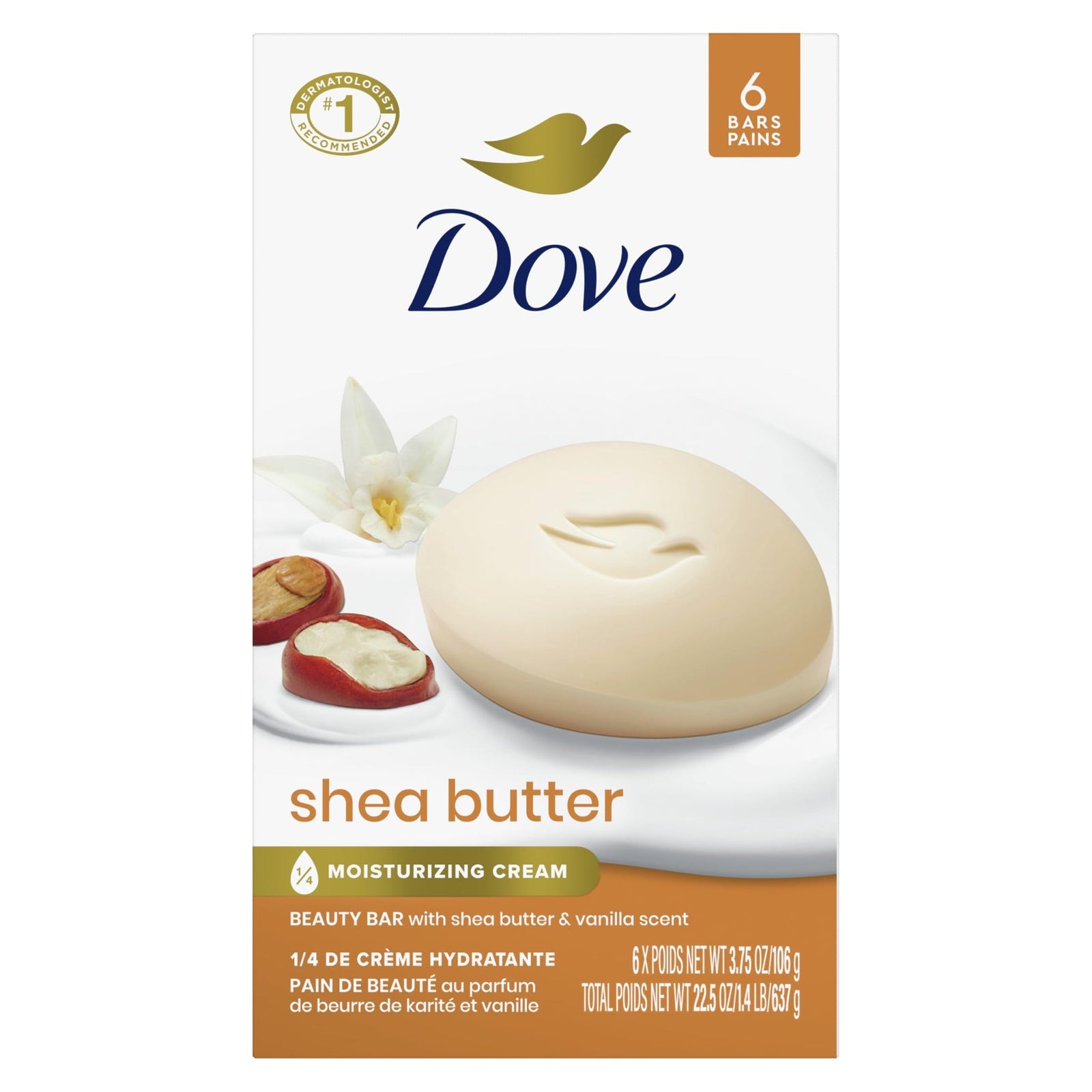 Dove Beauty Bar Shea Butter (3.75 oz, 6 Bars)