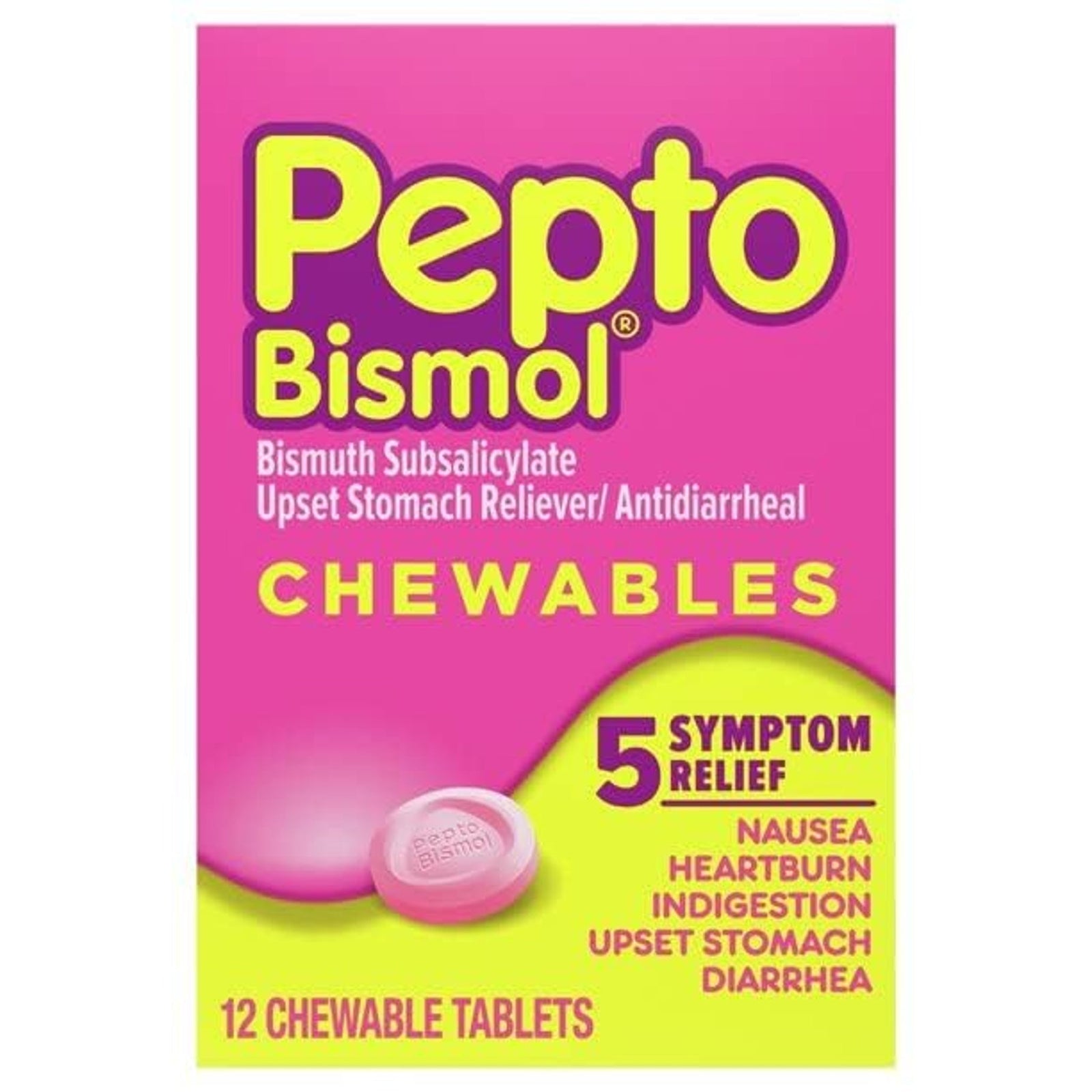 Pepto Bismol Chewable Tablets (12 ct, 24 Pack)