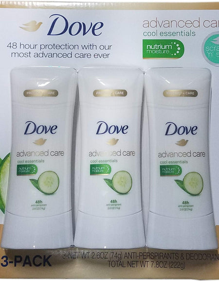 Dove Advanced Care Antiperspirant Cool Essentials (2.6 oz, 3 Pack)