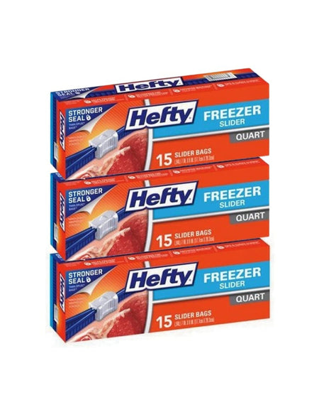 Hefty Freezer Slider Bags Quart (15 ct, 3 Pack)