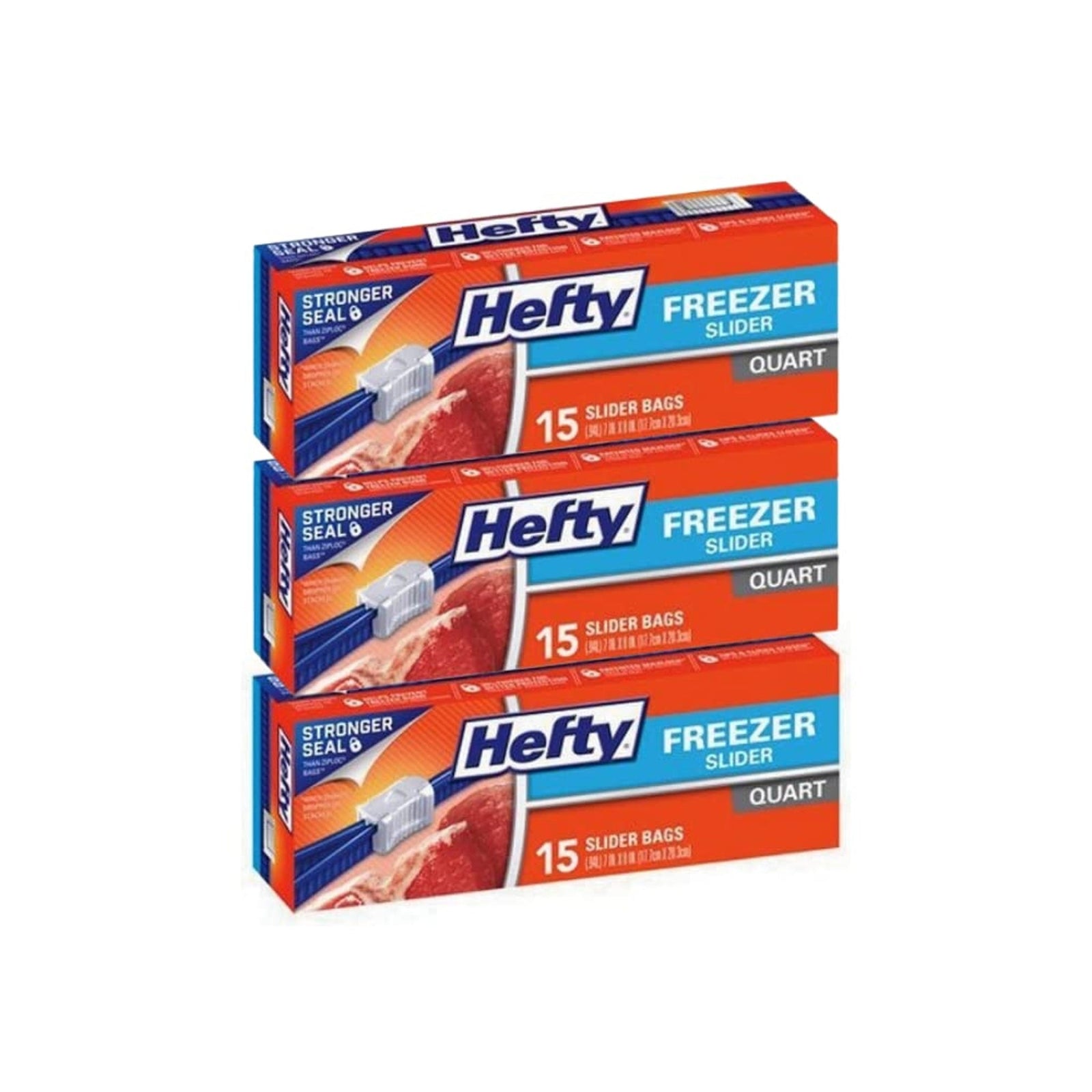 Hefty Freezer Slider Bags Quart (15 ct, 3 Pack)