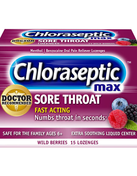 Chloraseptic Max Strength Throat Lozenges Wild Berries (15 ct)