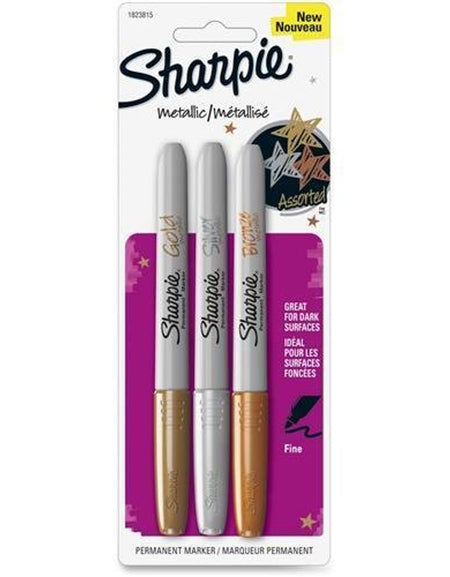 Sharpie Metallic Permanent Markers (3 ct – Gold, Silver, Bronze)