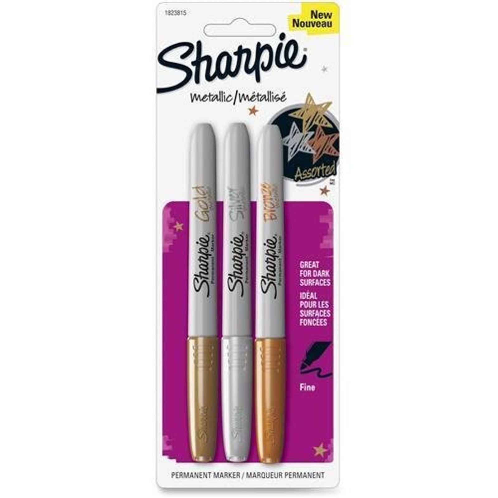 Sharpie Metallic Permanent Markers (3 ct – Gold, Silver, Bronze)