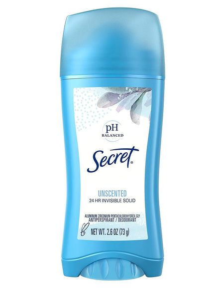 Secret Invisible Solid Antiperspirant Deodorant, Unscented (2.6 oz, 2 Pack)