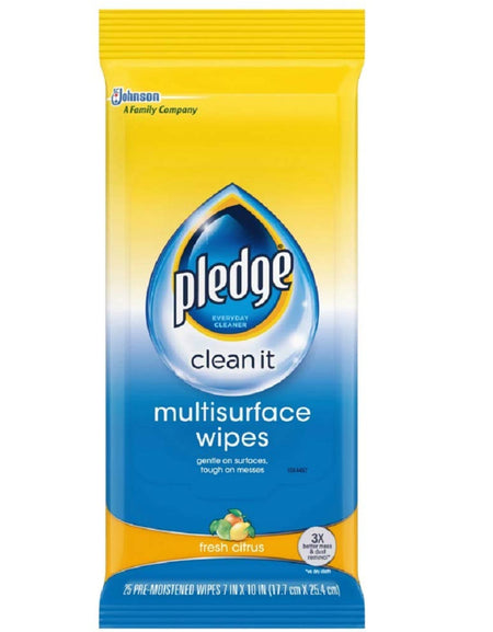 Pledge Multisurface Wipes, Fresh Citrus (25 Count, 2 Pack)