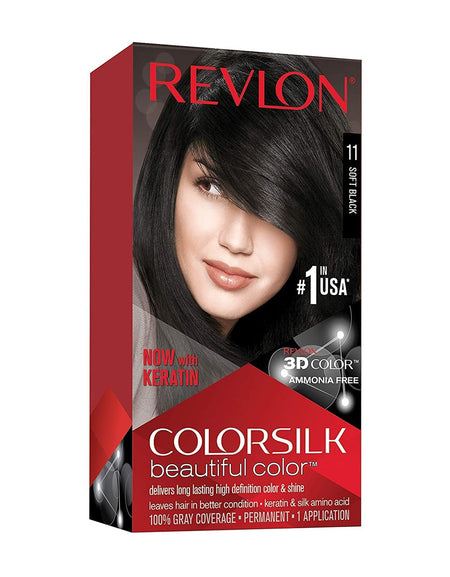 Revlon ColorSilk Hair Color, Soft Black [11] (6 Pack)