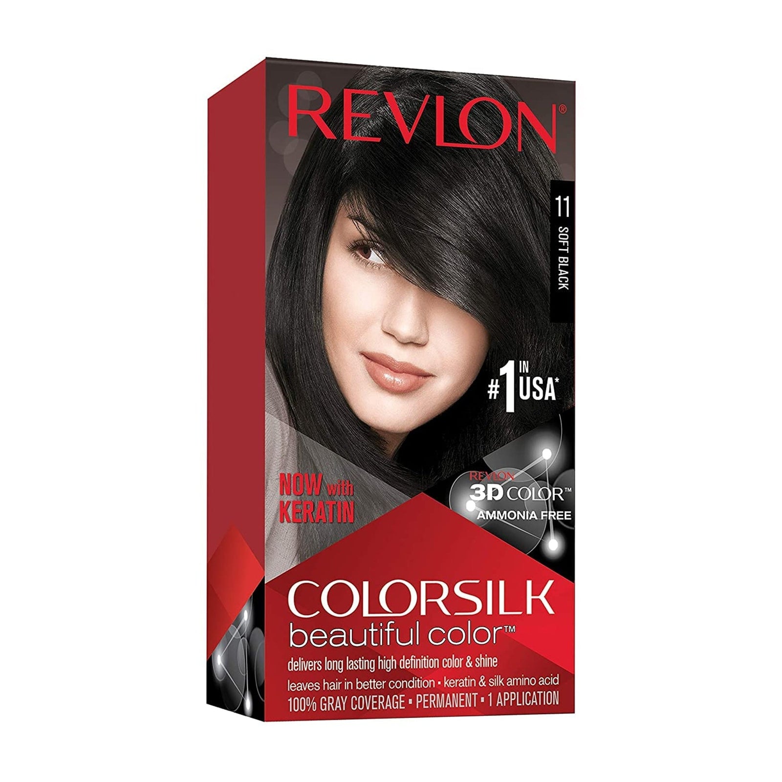Revlon ColorSilk Hair Color, Soft Black [11] (6 Pack)