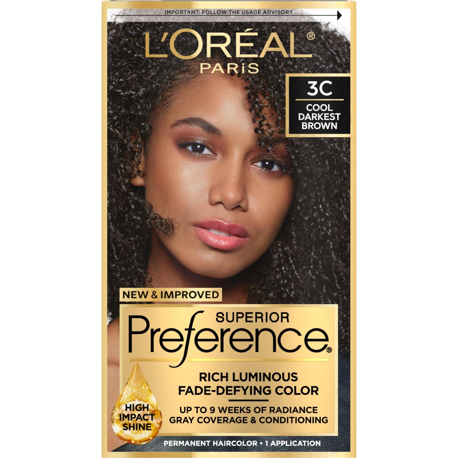 L'Oreal Superior Preference Hair Color, 3C Cool Darkest Brown