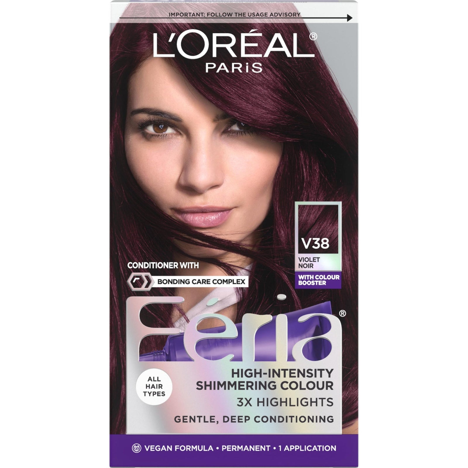 L'Oreal Feria Hair Color, V38 Violet Noir