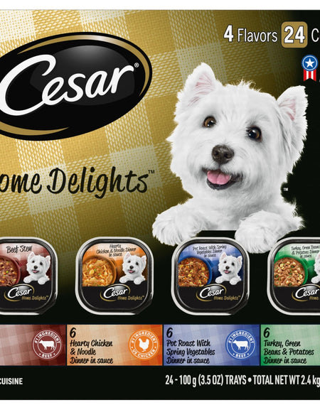 Cesar Home Delights Wet Dog Food Variety Pack (3.5 oz, 24 Pack)