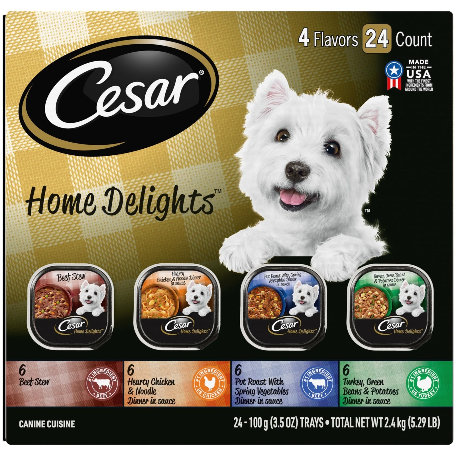 Cesar Home Delights Wet Dog Food Variety Pack (3.5 oz, 24 Pack)