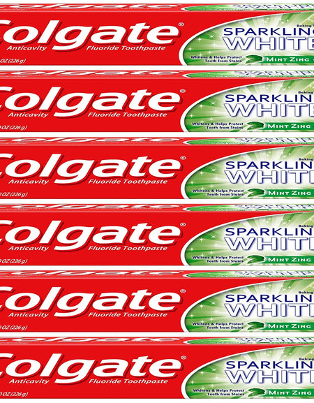 Colgate Sparkling White Whitening Toothpaste, Mint (8 oz, 6 Pack)