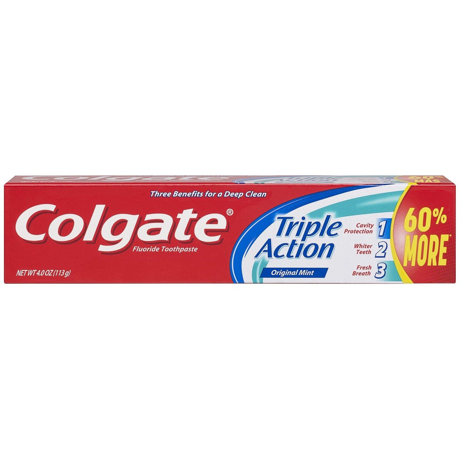 Colgate Triple Action Toothpaste, Mint (4 oz, 6 Pack)