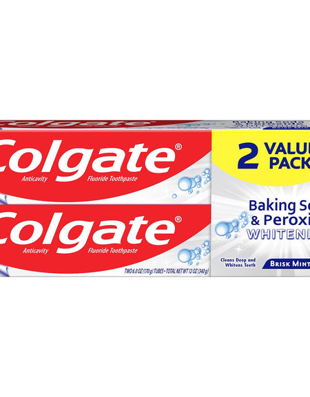 Colgate Baking Soda & Peroxide Toothpaste, Brisk Mint (6 oz, 2 Pack)