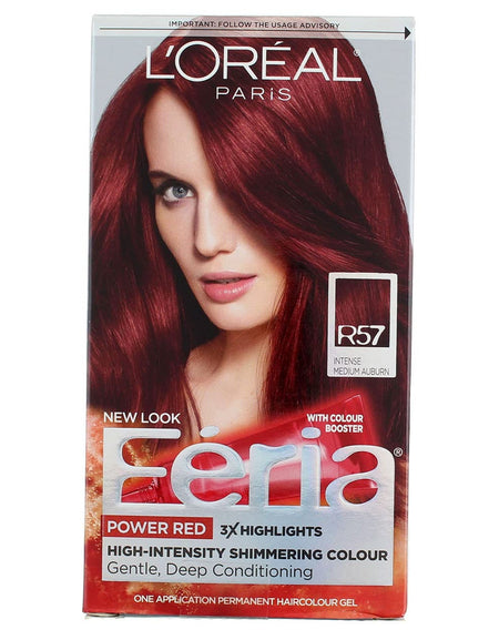 L'Oreal Feria Hair Color, R57 Intense Medium Auburn (3 Pack)