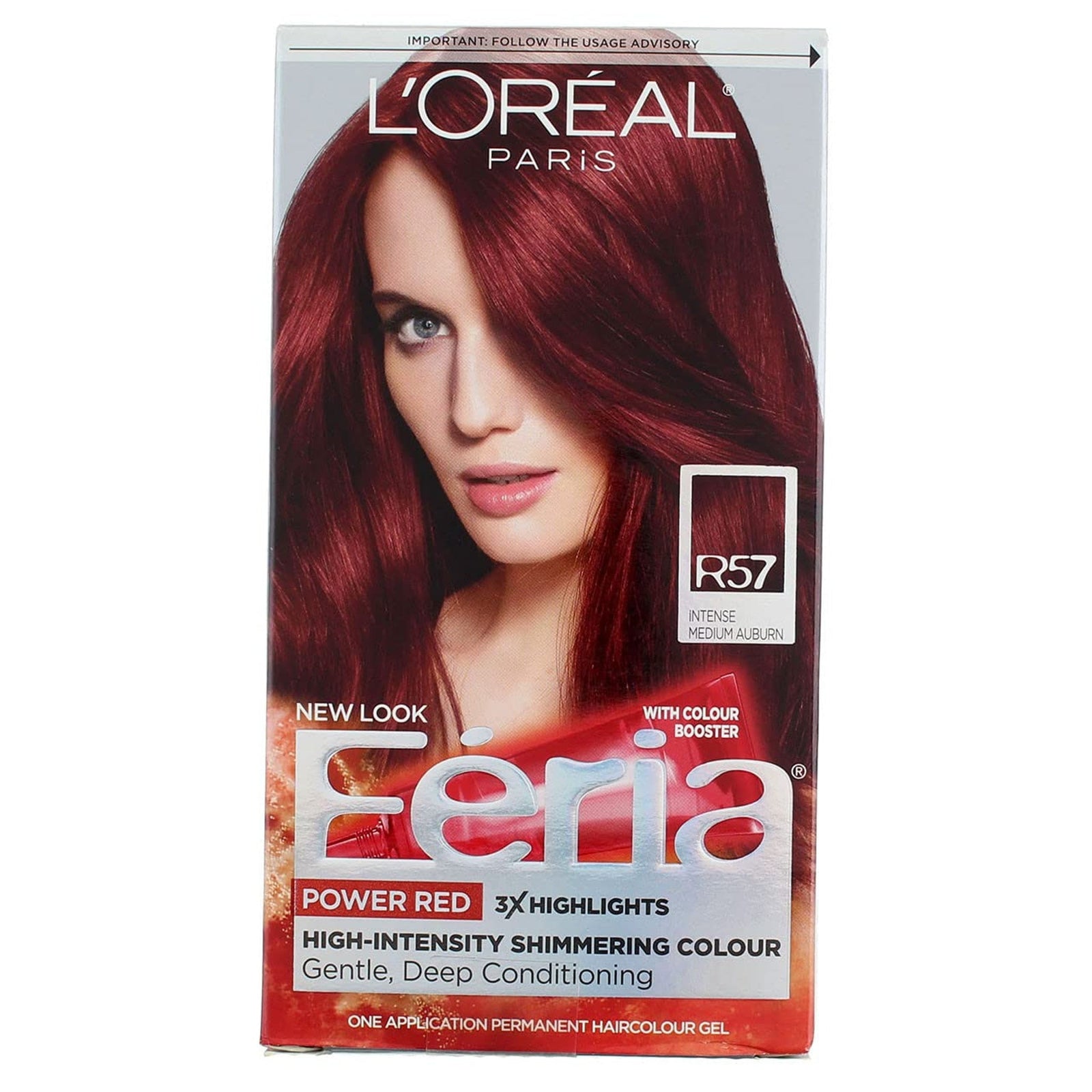 L'Oreal Feria Hair Color, R57 Intense Medium Auburn (3 Pack)