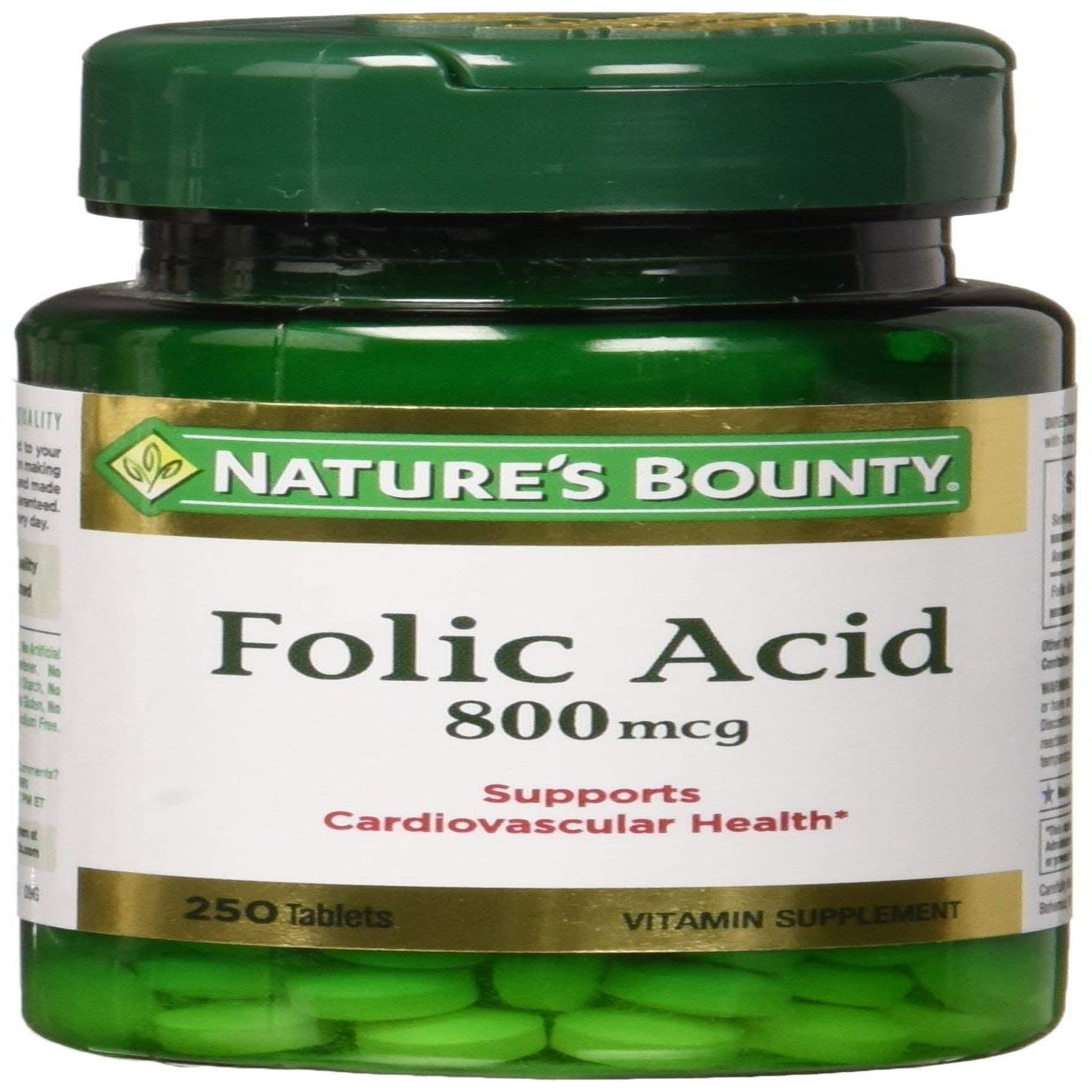 Nature's Bounty Folic Acid, 800 mcg (250 Count, 2 Pack)