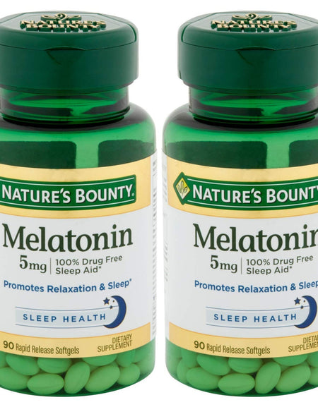 Nature's Bounty Melatonin Softgels, 5mg (90 Count, 2 Pack)