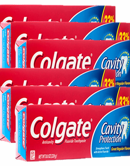 Colgate Cavity Protection Toothpaste, Regular Flavor (8 oz, 6 Pack)