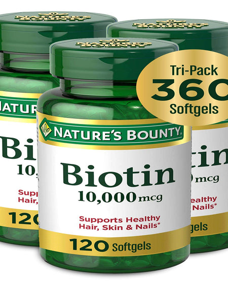 Nature's Bounty Biotin, 10,000 mcg (120 Count, 3 Pack)