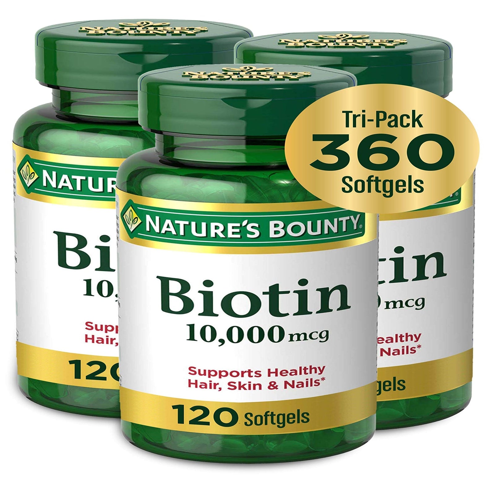 Nature's Bounty Biotin, 10,000 mcg (120 Count, 3 Pack)