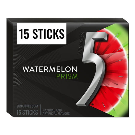 5 Gum Watermelon Prism Chewing Gum (15 Sticks)
