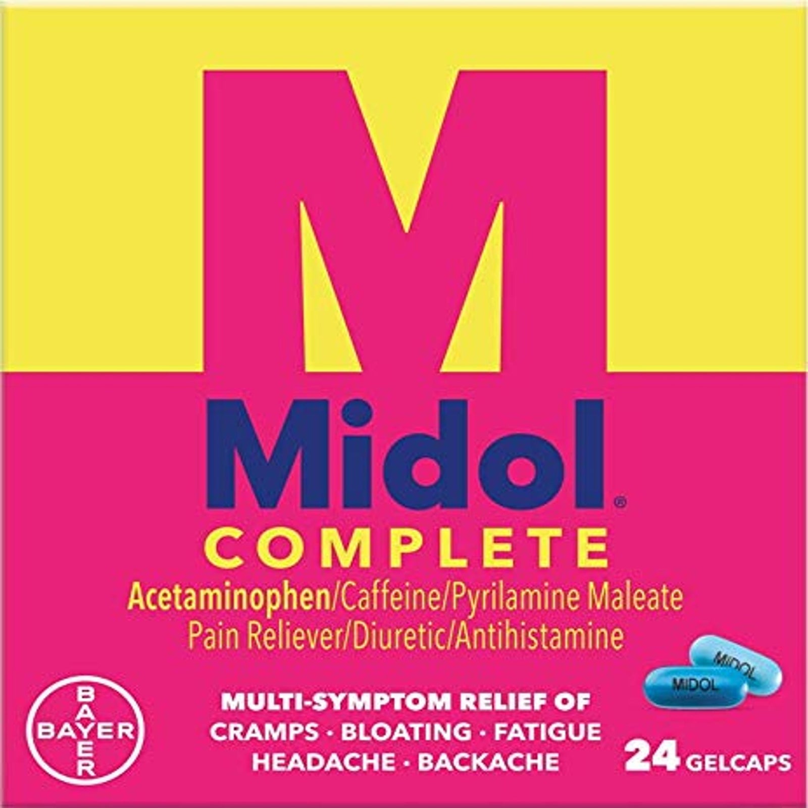 Midol Complete Menstrual Pain Relief Gelcaps (24 Count, 10 Pack)