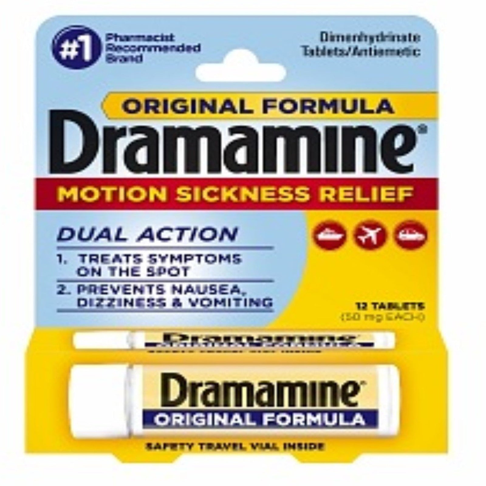 Dramamine Motion Sickness Relief Tablets (12 Count, 10 Pack)