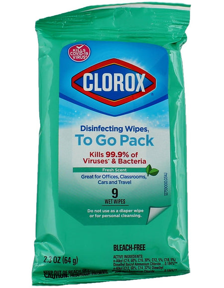 Clorox Disinfecting Wipes To Go Pack Fresh Scent (9 Count, 2 Pack)