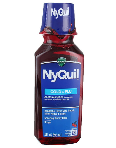 Vicks Nyquil Cold & Flu Liquid Cherry (8 oz, 3 Pack)