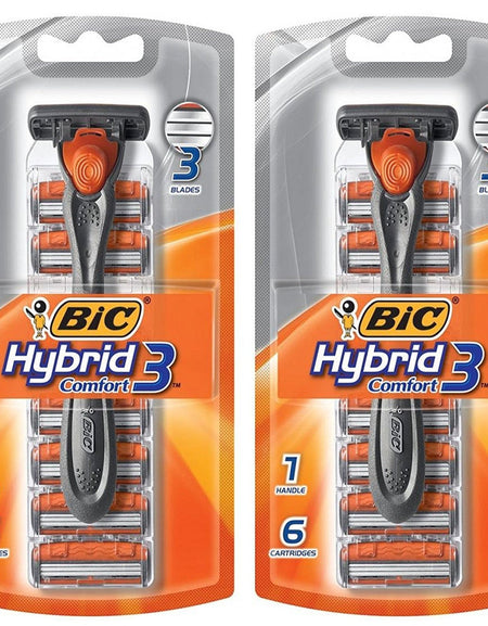 BIC Hybrid Advance Shaver System for Men (6 Count, 2 Pack)