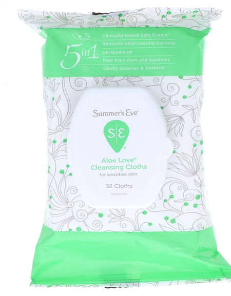 Summer’s Eve Cleansing Cloths Aloe Love (32 Count, 2 Pack)