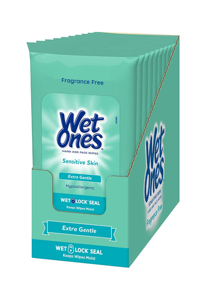 Wet Ones Hands and Face Wipes Sensitive Skin (20 Count, 10 Pack)