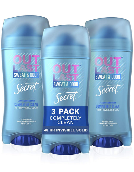 Secret Outlast Antiperspirant Deodorant Completely Clean (2.6 oz, 3 Pack)