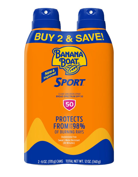 Banana Boat Sport Ultra Sunscreen Spray SPF 50 (6 oz, 2 Pack)