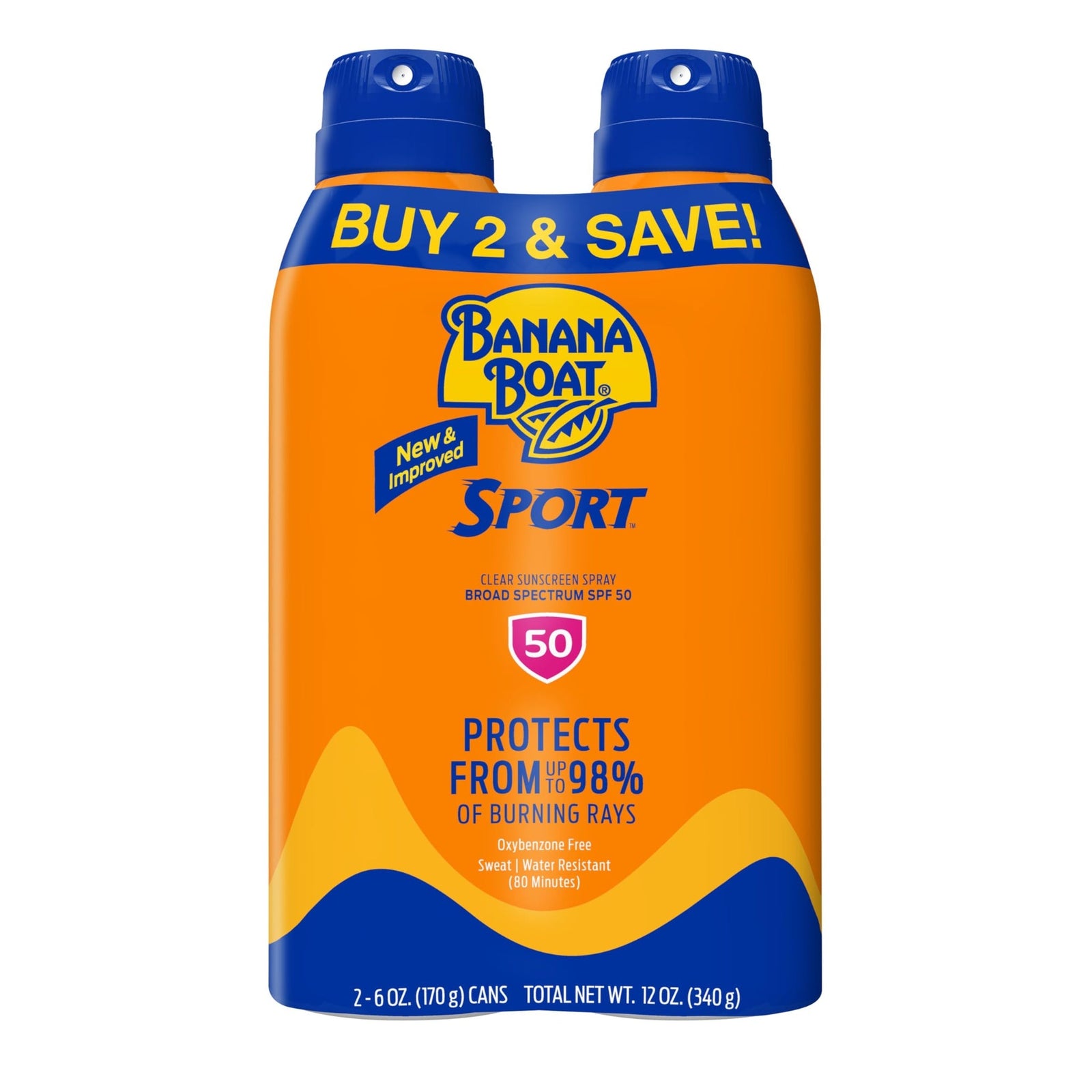 Banana Boat Sport Ultra Sunscreen Spray SPF 50 (6 oz, 2 Pack)