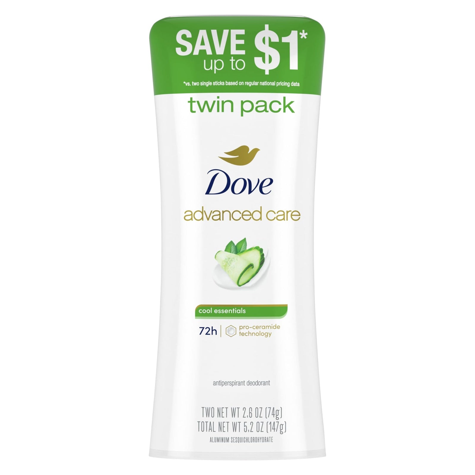 Dove Advanced Care Deodorant Cool Essentials (2.6 oz, 2 Pack)
