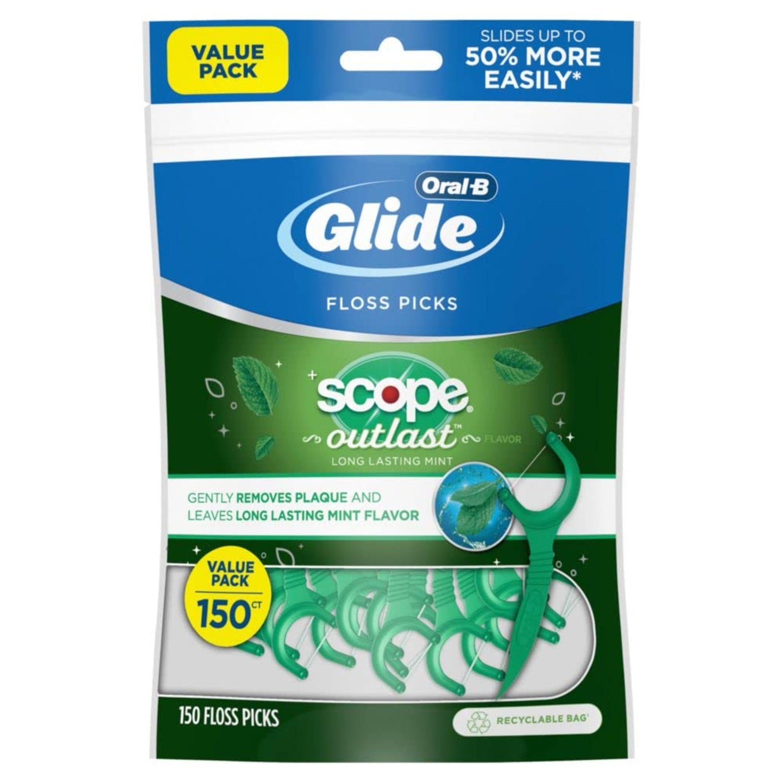 Oral-B Glide Dental Floss Picks Mint (150 Count)