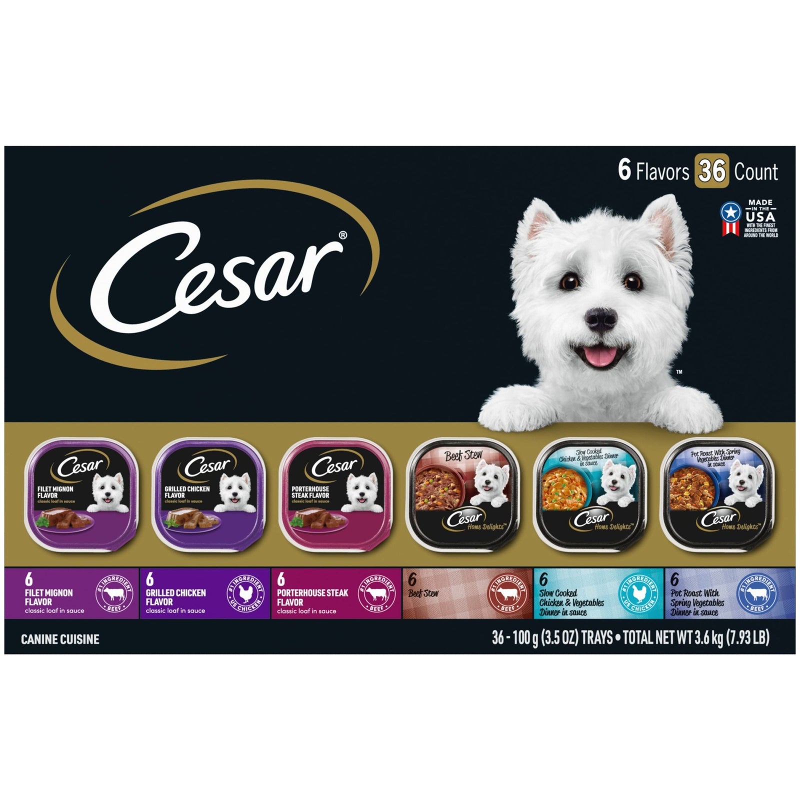 Cesar Wet Dog Food Variety Pack (3.5 oz, 36 Count)